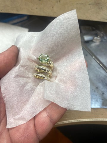Custom Hexagon and Round Diamond Ring
