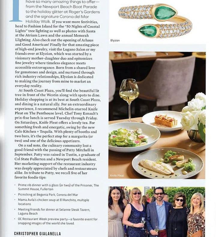 Orange Coast Magazine Features Elyzian Jewelry