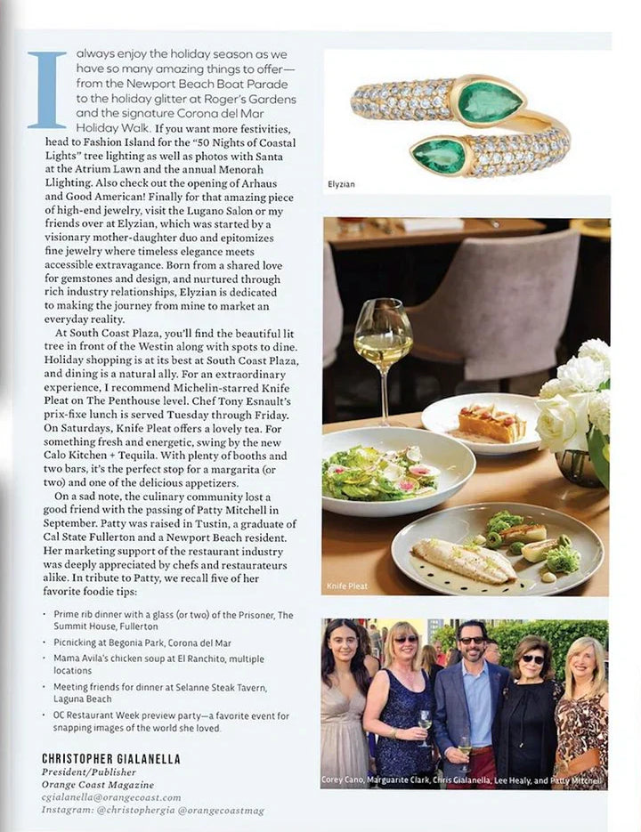 Orange Coast Magazine Features Elyzian Jewelry