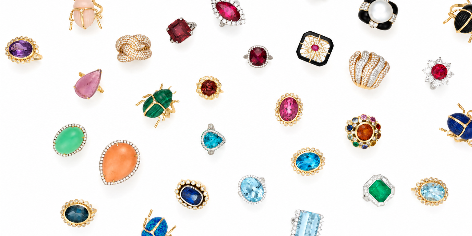 Big Cocktail Rings. An assortment of colorful gemstones for evening and fun.