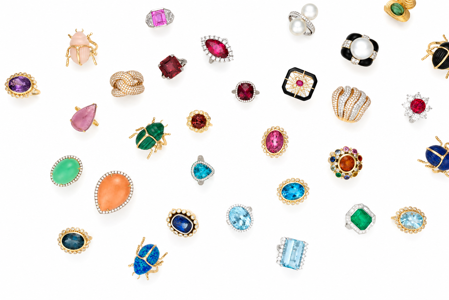 Big Cocktail Rings. An assortment of colorful gemstones for evening and fun.