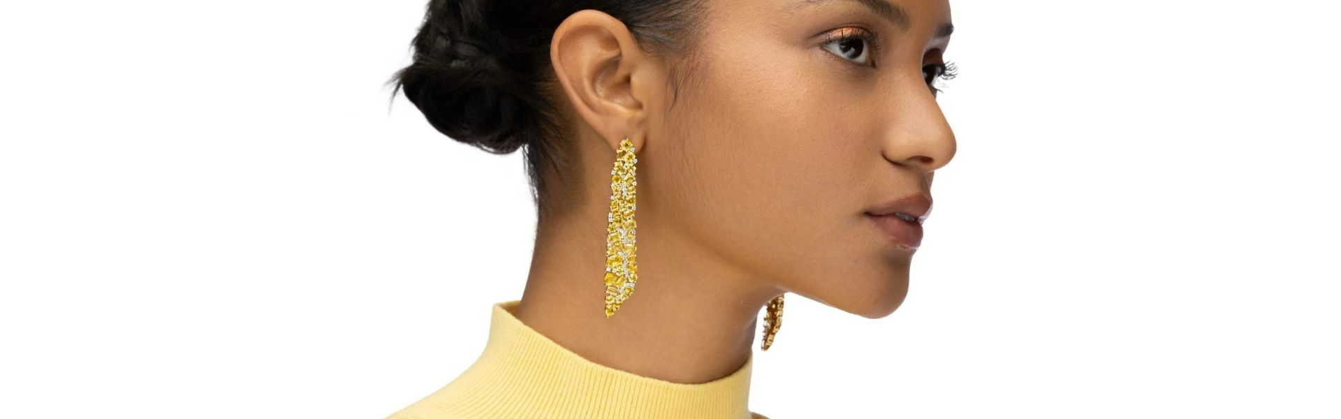 Elyzian yellow sapphire chandelier drop earrings, vibrant gemstone statement fine jewelry collection