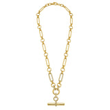 14k Yellow Gold Alternating Link Chain with Pavé Diamond Toggle - 18"