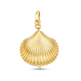 14k Yellow Gold SeaShell Locket Pendant with Diamond Accents