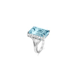 Aquamarine and Diamond Cocktail Ring in 14K White Gold