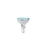 Aquamarine and Diamond Cocktail Ring in 14K White Gold