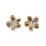 Black Opal & Diamond Flower Petal Earrings with Pink Sapphire Briolettes