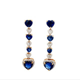 14k Yellow Gold Kyanite and Pave Diamond Heart Drop Earrings