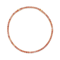 Adjustable Champagne Brown Zircon Tennis necklace in 14k Rose Gold on white background 