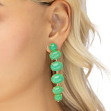 Chrysoprase Cabochon Drop Earrings in 18k Yellow Gold