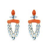 Coral and Topaz Chandelier Earrings