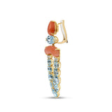 Coral and Topaz Chandelier Earrings