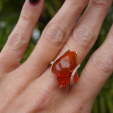 Organic Fire Opal and Diamond Ring in 18K Rose Gold