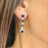 14k Yellow Gold Kyanite and Pave Diamond Heart Drop Earrings