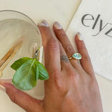 Aquamarine Bezel Set Pear Shaped Ring