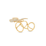 Bold and luxurious double knuckle butterfly ring crafted in 14K yellow gold, featuring pavé-set diamonds in a modern design that adds a touch of glamorous sophistication to any look. Side View