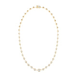 Stunning 14K yellow gold articulating diamond necklace featuring over 10.5ct of mixed-shape diamonds, including a 1.5ct antique cushion-cut center stone, 22 round bezel-set diamonds, and an architectural clasp crowned with a 1ct solitaire diamond.