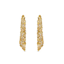 Statement 14K yellow gold earrings featuring hand-selected yellow sapphires and brilliant diamonds, radiating warmth and elegance inspired by the golden glow of sunlight.
