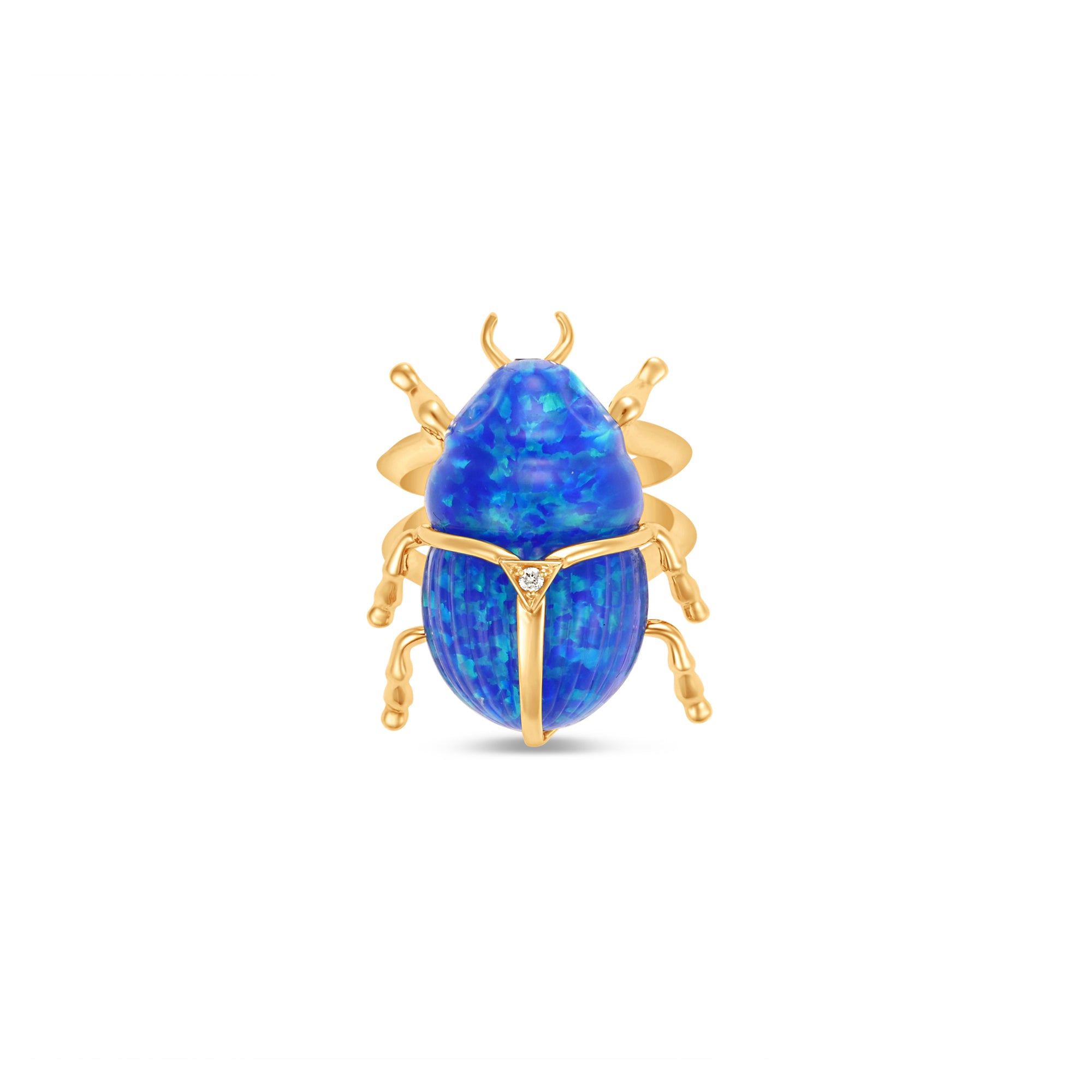 Front Angle Australian Blue Opal Scarab Ring
