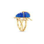 Side Angle Australian Blue Opal Scarab Ring