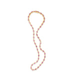 Romantic yellow gold tennis necklace featuring bezel-set oval-shaped pink sapphires and sparkling diamonds, offering a delicate yet luxurious design perfect for special occasions. Movement 