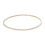 Luxurious 14K yellow gold bead necklace featuring 12 carats of bezel-set elongated emerald cut diamonds (VVS clarity, G-H color) in a refined 16-inch silhouette for a bold and elegant look.