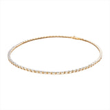 Luxurious 14K yellow gold bead necklace featuring 12 carats of bezel-set elongated emerald cut diamonds (VVS clarity, G-H color) in a refined 16-inch silhouette for a bold and elegant look.