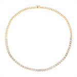 Refined 14K yellow gold necklace featuring an emerald-cut bezel-set white sapphire, accented with gold beads in a sleek 16.5-inch design for timeless elegance.
