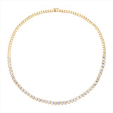 Refined 14K yellow gold necklace featuring an emerald-cut bezel-set white sapphire, accented with gold beads in a sleek 16.5-inch design for timeless elegance.