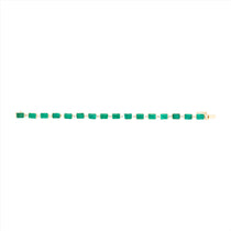 One-of-a-kind 14K yellow gold cocktail tennis bracelet featuring 20.3ct of natural Zambian emeralds accented with 0.70ct of round bezel-set diamonds. Total length: 7.5 inches, total weight: 18.95g—a bold and luxurious gemstone statement.