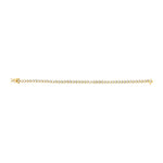 Exquisite 14K yellow gold tennis bracelet featuring 4.24ct of G-H VS heart-shaped diamonds in sleek bezel settings, offering a modern yet timelessly elegant design.