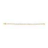 Exquisite 14K yellow gold tennis bracelet featuring 4.24ct of G-H VS heart-shaped diamonds in sleek bezel settings, offering a modern yet timelessly elegant design.