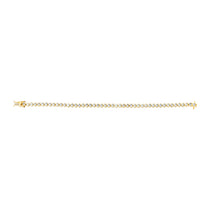 Exquisite 14K yellow gold tennis bracelet featuring 4.24ct of G-H VS heart-shaped diamonds in sleek bezel settings, offering a modern yet timelessly elegant design.