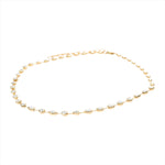 Elegant 14K yellow gold necklace featuring 5ct of bezel-set mixed-shaped diamonds with an adjustable length from 16 to 18 inches, offering a timeless and refined sparkle. Side view. 