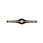 Art Deco-inspired bangle in 14K yellow gold, featuring sleek black enamel detailing and 0.48ct of sparkling diamonds. Total weight: 14.45g—an elegant blend of vintage glamour and modern edge.