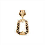 Striking 14K yellow gold earring featuring bold black onyx and sparkling diamond accents, offering a statement-making design with a total weight of 30.35g. Back view.