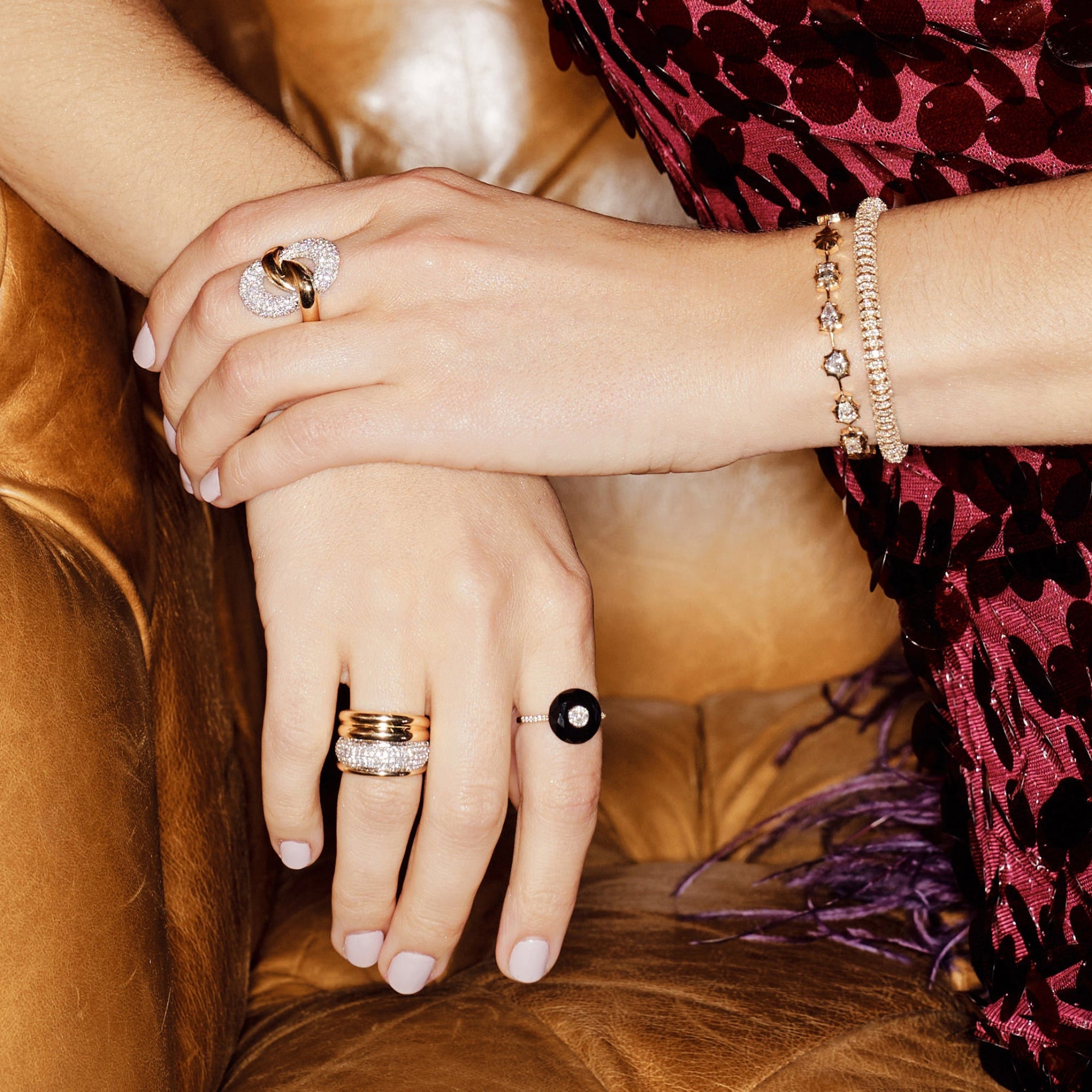 Chic 14K yellow gold ring featuring a 3.85ct hand-carved black onyx accented with 0.22ct of G-H VS diamonds, blending modern deco style with timeless elegance.