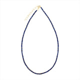 Striking 14K yellow gold adjustable tennis necklace featuring 37.88ct of vibrant blue sapphires, with a total weight of 21.55g—an eye-catching and luxurious gemstone statement piece.