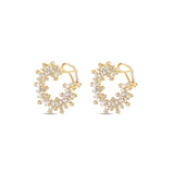 Bold and sophisticated fan-shaped earrings crafted in 14K yellow gold, featuring radiant baguette-cut diamonds in a dazzling, one-of-a-kind design perfect for her refined style. Side angle 