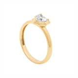 Modern deco 14K yellow gold ring featuring a 0.54ct G-H VS heart-shaped diamond in a sleek prong setting, blending vintage romance with bold contemporary style.