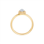 Modern deco-inspired 14K yellow gold ring featuring a sleek 0.56ct G-H VS marquise-cut diamond in a striking starburst design, offering a unique and refined statement silhouette.