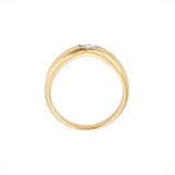 Sleek 14K yellow gold domed band ring featuring a 0.25ct G-H VS oval-cut diamond, designed for stacking or wearing solo with timeless elegance.