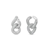 Radiant 14K gold double link earrings embellished with sparkling pavé diamonds, offering a timeless design that effortlessly transitions from everyday luxury to special occasions. White Gold