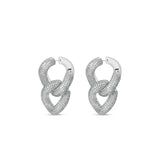 Radiant 14K gold double link earrings embellished with sparkling pavé diamonds, offering a timeless design that effortlessly transitions from everyday luxury to special occasions. White Gold clasp unlocked