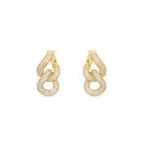 Radiant 14K gold double link earrings embellished with sparkling pavé diamonds, offering a timeless design that effortlessly transitions from everyday luxury to special occasions. Yellow Gold Front View
