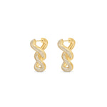 Radiant 14K gold double link earrings embellished with sparkling pavé diamonds, offering a timeless design that effortlessly transitions from everyday luxury to special occasions. Yellow Gold Side View