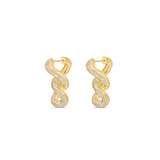 Radiant 14K gold double link earrings embellished with sparkling pavé diamonds, offering a timeless design that effortlessly transitions from everyday luxury to special occasions. Yellow Gold Side View
