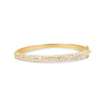 Luminous 14K yellow gold hinged bangle featuring dazzling pavé-set diamonds, exuding timeless elegance and refined brilliance for any occasion.