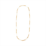 Elegant 14K yellow gold elongated paperclip chain featuring a unique mixed-link design, available in multiple lengths for a timeless and versatile statement piece.