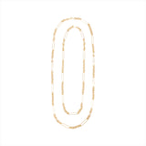 Elegant 14K yellow gold elongated paperclip chain featuring a unique mixed-link design, available in multiple lengths for a timeless and versatile statement piece.